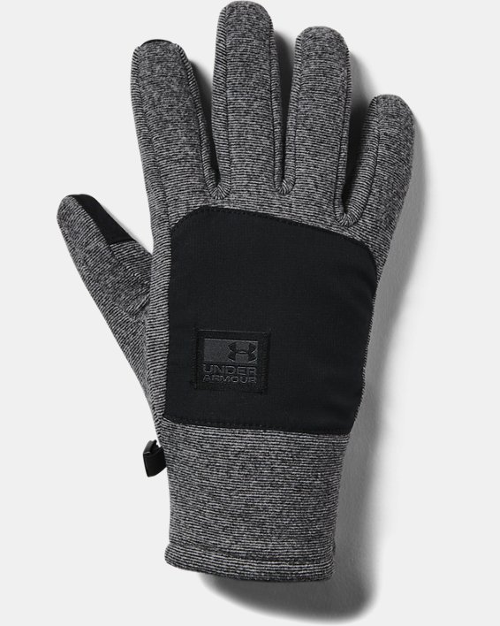 Under Armour ColdGear Infrared Fleece Gloves Touch Tech Gray Black MEN SZ M 